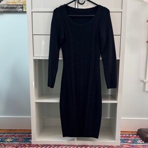 Comfy Black Cable Knit Long Sleeve Dress